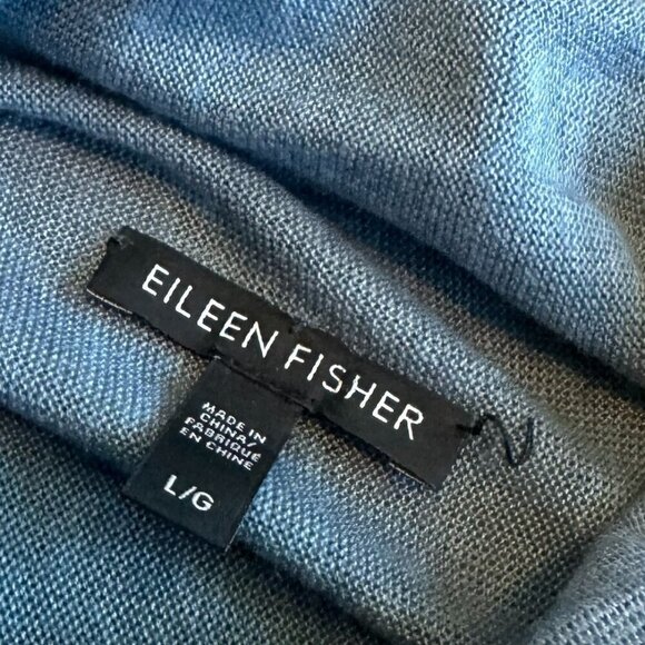 Eileen Fisher Blue Turtleneck Stretch Tunic Mini Dress Wool Blend Size Large - Picture 13 of 13